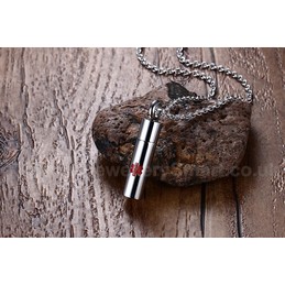 Men's Titanium Pendant Perfume Bottle 30 mm Medical ID Cylinder Openable PN-683