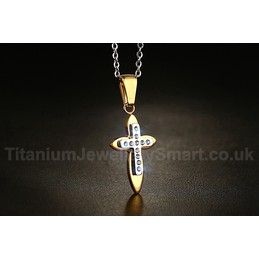Unisex Titanium Pendant Crystal Cross PN-120