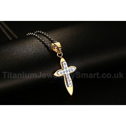 Unisex Titanium Pendant Crystal Cross PN-120