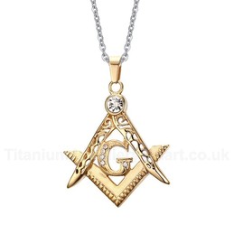 Men's Titanium Pendant Masonic Crystal PN-389