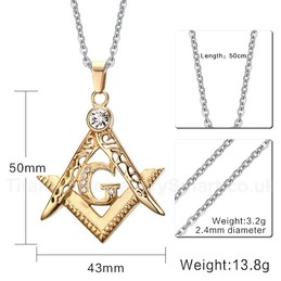 Men's Titanium Pendant Masonic Crystal PN-389