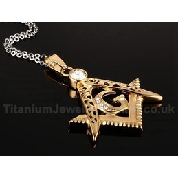 Men's Titanium Pendant Masonic Crystal PN-389