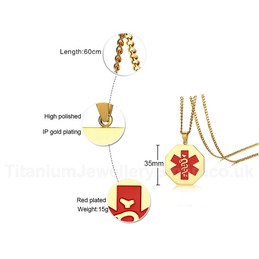 Unisex Titanium Pendant Medical ID Tag PN-682