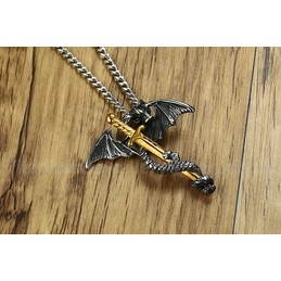Men's Titanium Pendant Chinese Dragon Sword PN-887