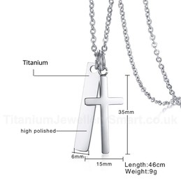 Women's Titanium Pendant Cross Tag Birthday Present NC-328