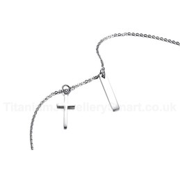 Women's Titanium Pendant Cross Tag Birthday Present NC-328