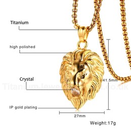 Men's Titanium Pendant Zircon Lion PN-956