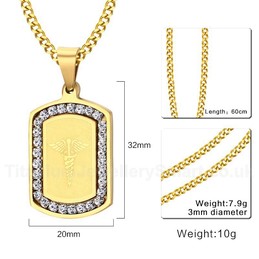 Unisex Titanium Pendant 32 mm Zircon Star of Life PN-642