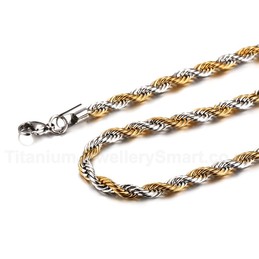 Unisex Titanium Necklace Two Colours Twist Chain NC-049