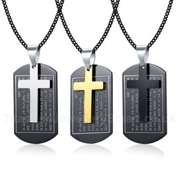 Unisex Titanium Pendant Tag Cross PN-1078