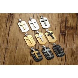 Unisex Titanium Pendant Tag Cross PN-1078