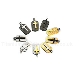 Unisex Titanium Pendant Tag Cross PN-1078
