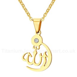 Men's Titanium Pendant 28.5 mm Crystal Allah PN-630