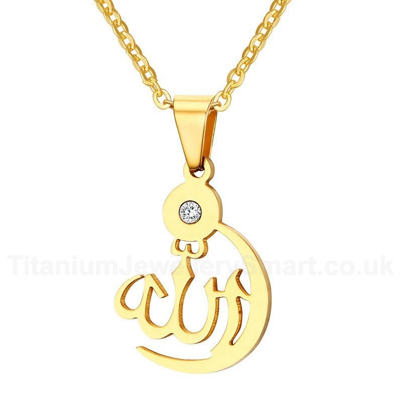 Men's Titanium Pendant 28.5 mm Crystal Allah PN-630
