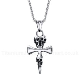 Men's Titanium Pendant Skull Cross PN-497