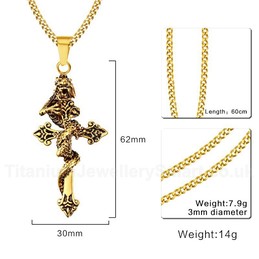 Men's Titanium Pendant 62 mm Twist Chain Chinese Dragon PN-172