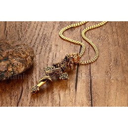 Men's Titanium Pendant 62 mm Twist Chain Chinese Dragon PN-172