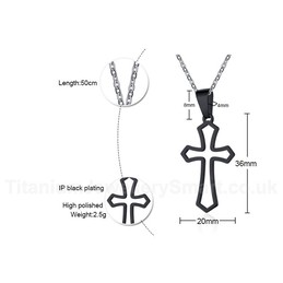 Unisex Titanium Pendant Hollow Cross Black Gold White PN-1140