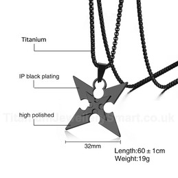Men's Titanium Pendant Four Corners Flying Knife Sword PN-907