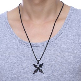 Men's Titanium Pendant Four Corners Flying Knife Sword PN-907