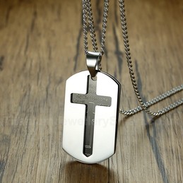 Men's Titanium Pendant Cross Tag PN-923