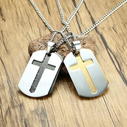Men's Titanium Pendant Cross Tag PN-923