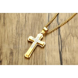 Men's Titanium Pendant Jesus Crystal Cross PN-1003