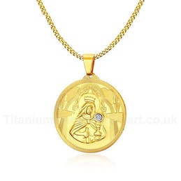 Unisex Titanium Pendant 4.5 cm Crystal Round PN-779G