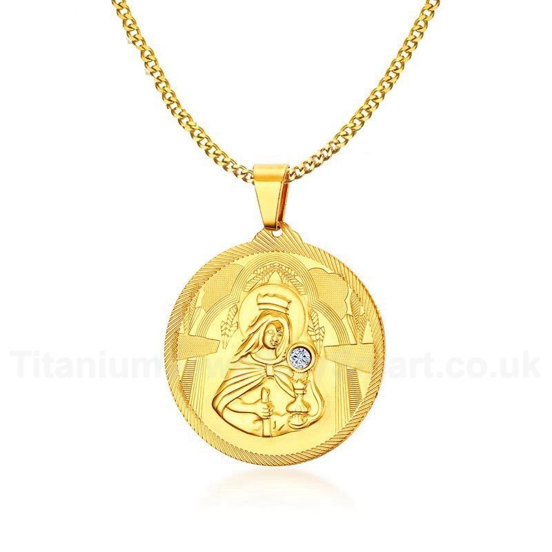 Unisex Titanium Pendant 4.5 cm Crystal Round PN-779G