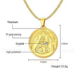 Unisex Titanium Pendant 4.5 cm Crystal Round PN-779G
