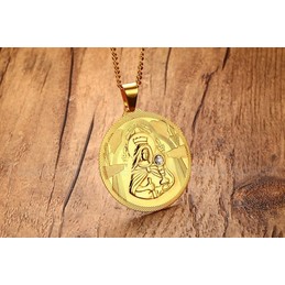 Unisex Titanium Pendant 4.5 cm Crystal Round PN-779G