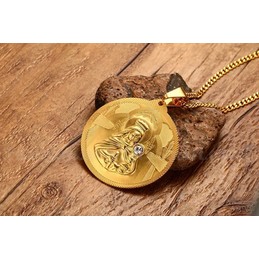 Unisex Titanium Pendant 4.5 cm Crystal Round PN-779G