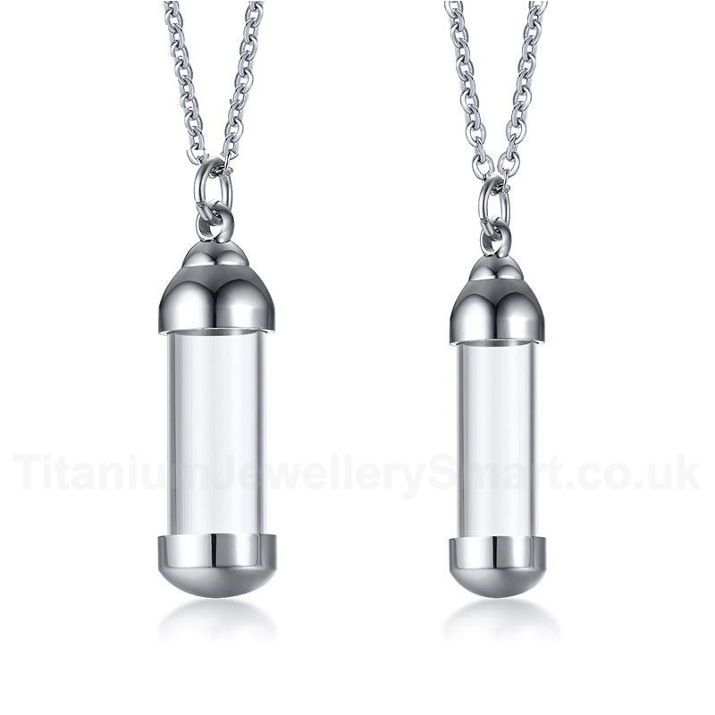 Women's Glass+Titanium Pendant Glass Openable Perfume Bottle PN-716