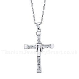 Unisex Titanium Necklace Cross Crystal PN-313