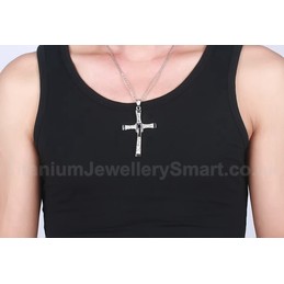 Unisex Titanium Necklace Cross Crystal PN-313