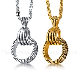 Men's Titanium Pendant Bones of Hand Ring PN1094