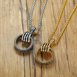 Men's Titanium Pendant Bones of Hand Ring PN1094