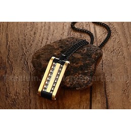 Men's Titanium Pendant 35 mm Gold and Black PN-634