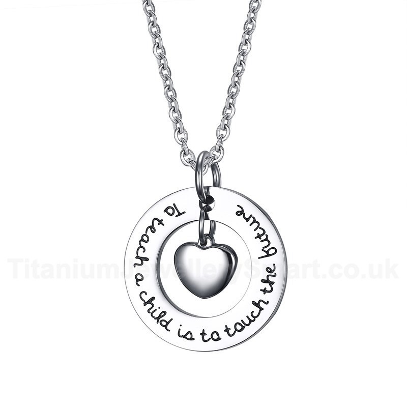 Unisex Titanium Pendant 25 mm Heart Shaped Tag PN-617