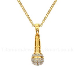 Unisex Titanium Pendant Crystal Microphone PN-729