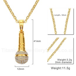 Unisex Titanium Pendant Crystal Microphone PN-729