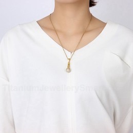 Unisex Titanium Pendant Crystal Microphone PN-729