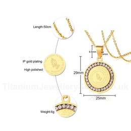 Unisex Titanium Pendant Crystal Prayer PN-1076