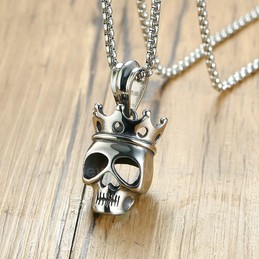 Men's Titanium Pendant Punk Skull Crown PN-1095