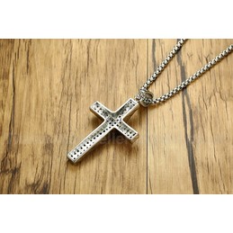 Men's Titanium Pendant Jesus Cross Zircon PN-981