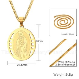 Unisex Titanium Pendant 35 mm Virgin Mary PN-606