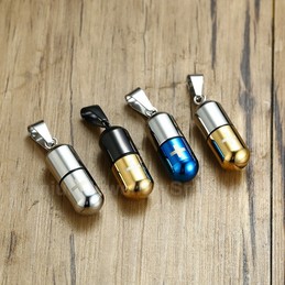Unisex Titanium Pendant Capsule Perfume Bottle Cross PN-176