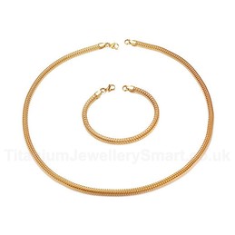 Men's Titanium Necklace Gold Plating