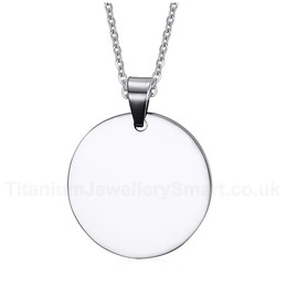 Unisex Titanium Pendant Round Dog Tag PN-349