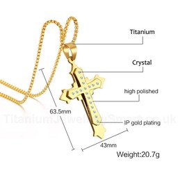 Men's Titanium Pendant 60 mm Cross Zircon PN-118